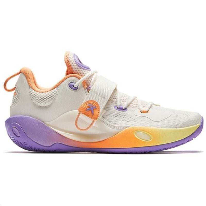 Anta Splash 6LITE Comfortable Cushioning Slip Resistant Basketball Shoes Men's Ivory White, Cloud Brocade Orange Sneakers 112421608-6