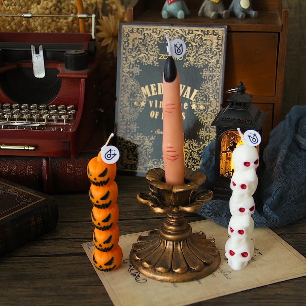 Halloween Aromatherapy Candles Spooky Skull Bone Fingers Pumpkin Candle 3D Flame Candles Festival Home Decoration Gifts
