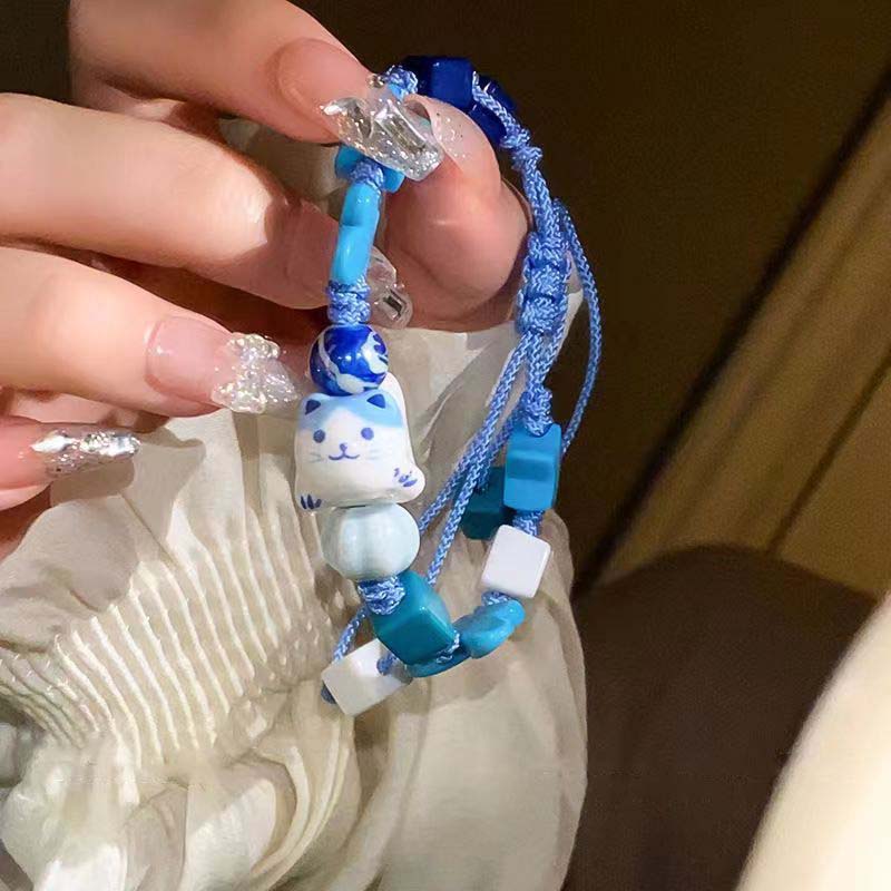 Brățări noi drăguțe cu pisici și stele albastre cu dopamină pentru femei, brățară amuzantă de desene animate cu frânghie împletită, cadou proaspăt pentru prietenă