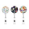 1pcs Staff Work Card Cover Holder Neck Strap Retractable Badge Reel Clip Floral Employee's ID Name Card Card Cover Case Lanyard