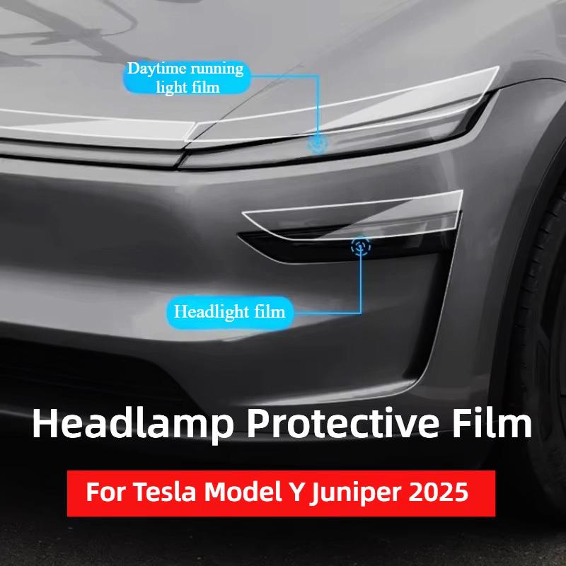 Pro Tesla Model Y Juniper 2025 2026 Předřezaná čirá PPF fólie na světlomety, zpětná zrcátka, kliky dveří TPU ochranná fólie Odolná proti poškrábání