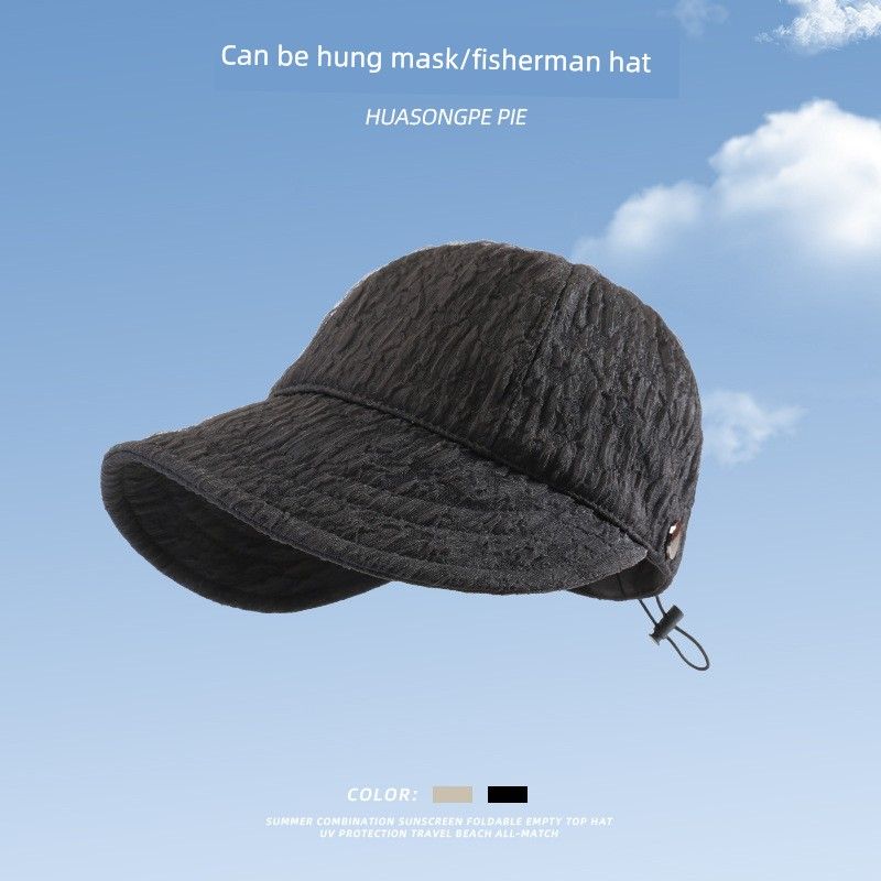 

Breathable Sun Protection Face-Showing Little Wild Bucket Hat Women s Stylish Hanging Mask Summer New Arrival UV Protection Sun Hat C2261 socialite Lace Sun Hat Black M(56-58cm)