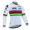 Soudal Quick Step France Jesienny Zestaw Koszulek Rowerowych Ubrania na Rower Szosowy Długi Rękaw Jednolity Strój MTB Spodenki na Szelkach Rowerowe Koszulka Sportowa do Jazdy