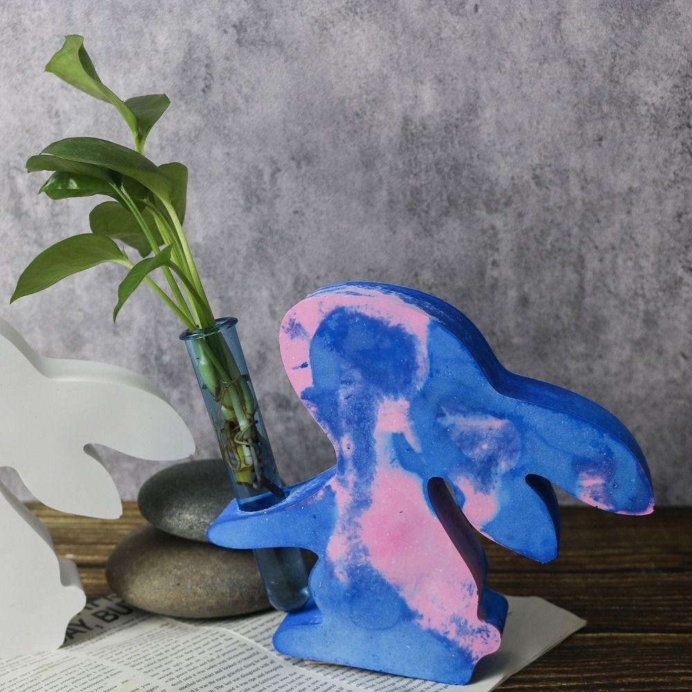 

3D Rabbit Hydroponic Vase Molds Cartoon Plaster Drop Glue Mold Easter Bunny Vase Molds Home Decor Rabbit