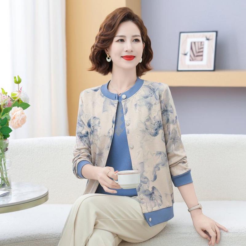 

Spring & Autumn Stylish Long-Sleeve Top for Middle-Aged Women - New Fashion Base Layer Shirt 4XL [130-145 lbs]