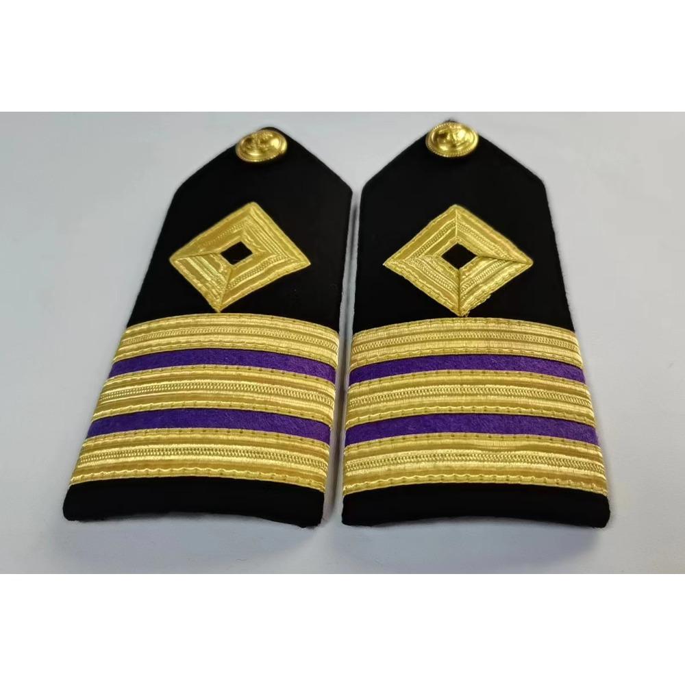 Indische Seide Seemann Kapitän Schulterstücke harte Schulterstücke Platte Goldseide bestickte Schulterstücke Anker Klingen Uniform Schulterstücke Luftfahrt Schulterstücke