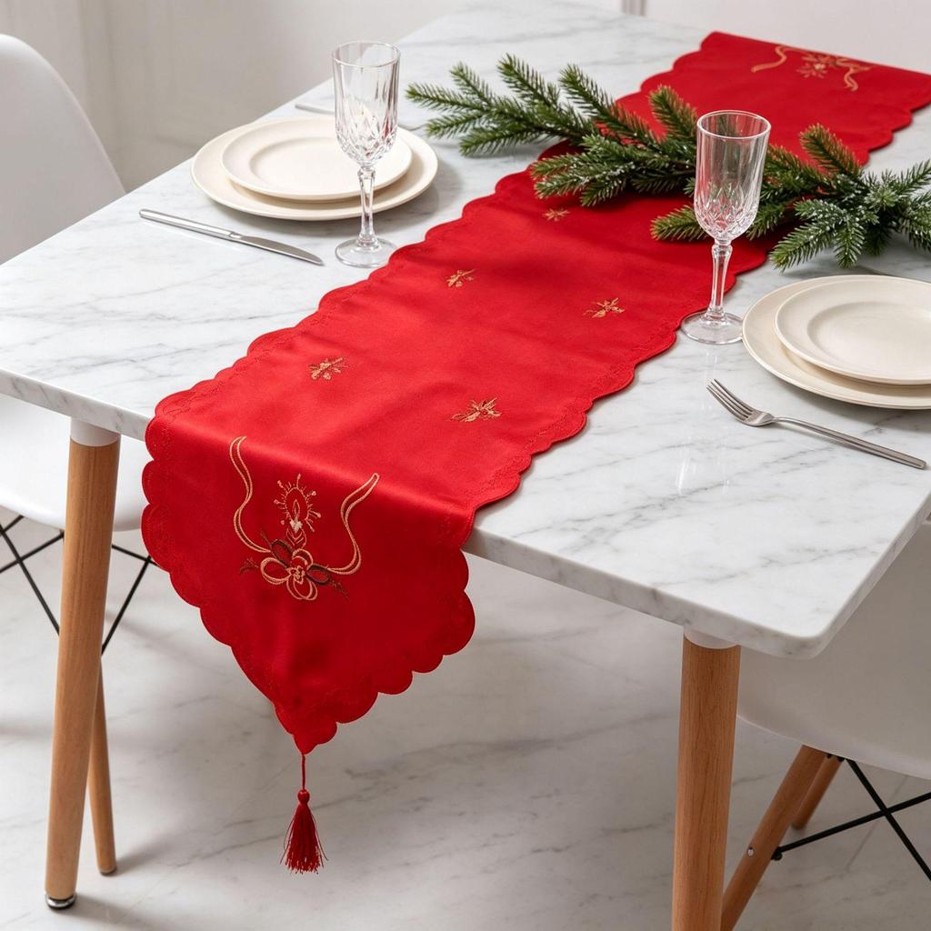 European Embroidery Faceless Old Man Table Runner - Christmas Decoration
