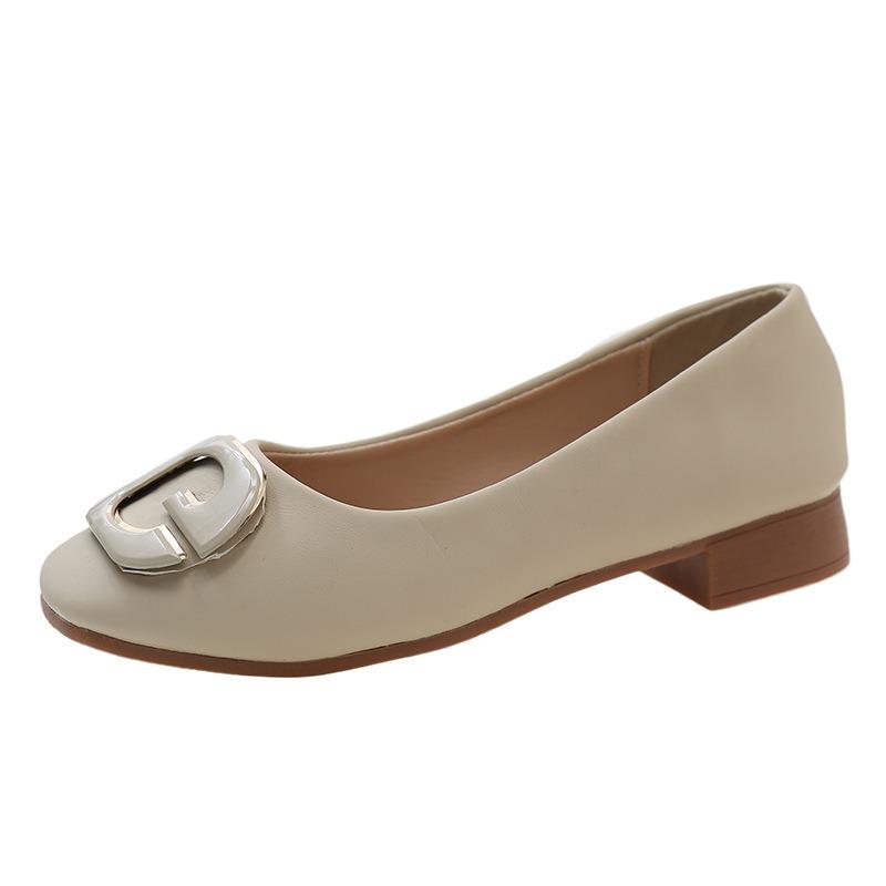 Mary Jane Small Leather Shoes Women's Spring and Autumn New Thick Heel Gentle Matching Skirt Single Shoes Women's Doudou Women's Shoes