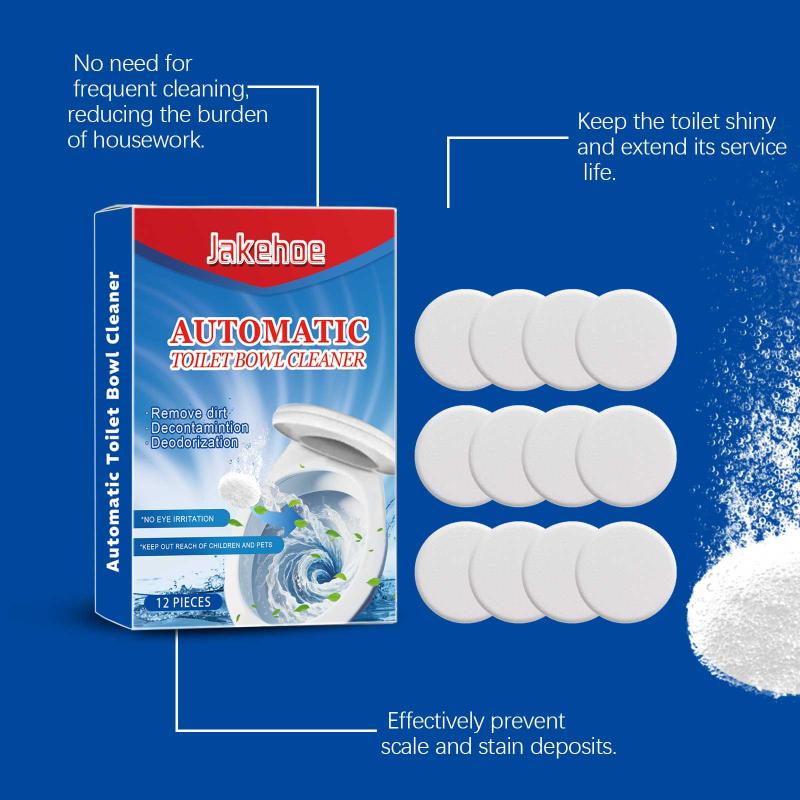 Effervescent Toilet Cleaning Tablets 12PCS Automatic Powerful Deodorizer for Household Toilets Daily one size