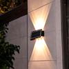 Solar-Wandleuchte LED Außen Wasserdicht Dekoration Gartenlampe Auf und Ab Leuchtende Beleuchtung für Wand Veranda Balkon Garten Straße