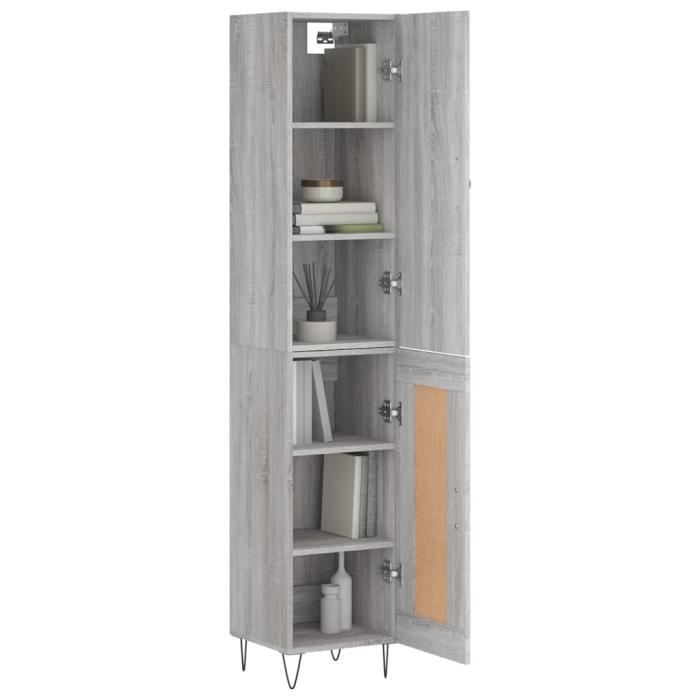 VidaXL Buffet haut Sonoma gris 34,5x34x180 cm Bois d'ingénierie 3199143