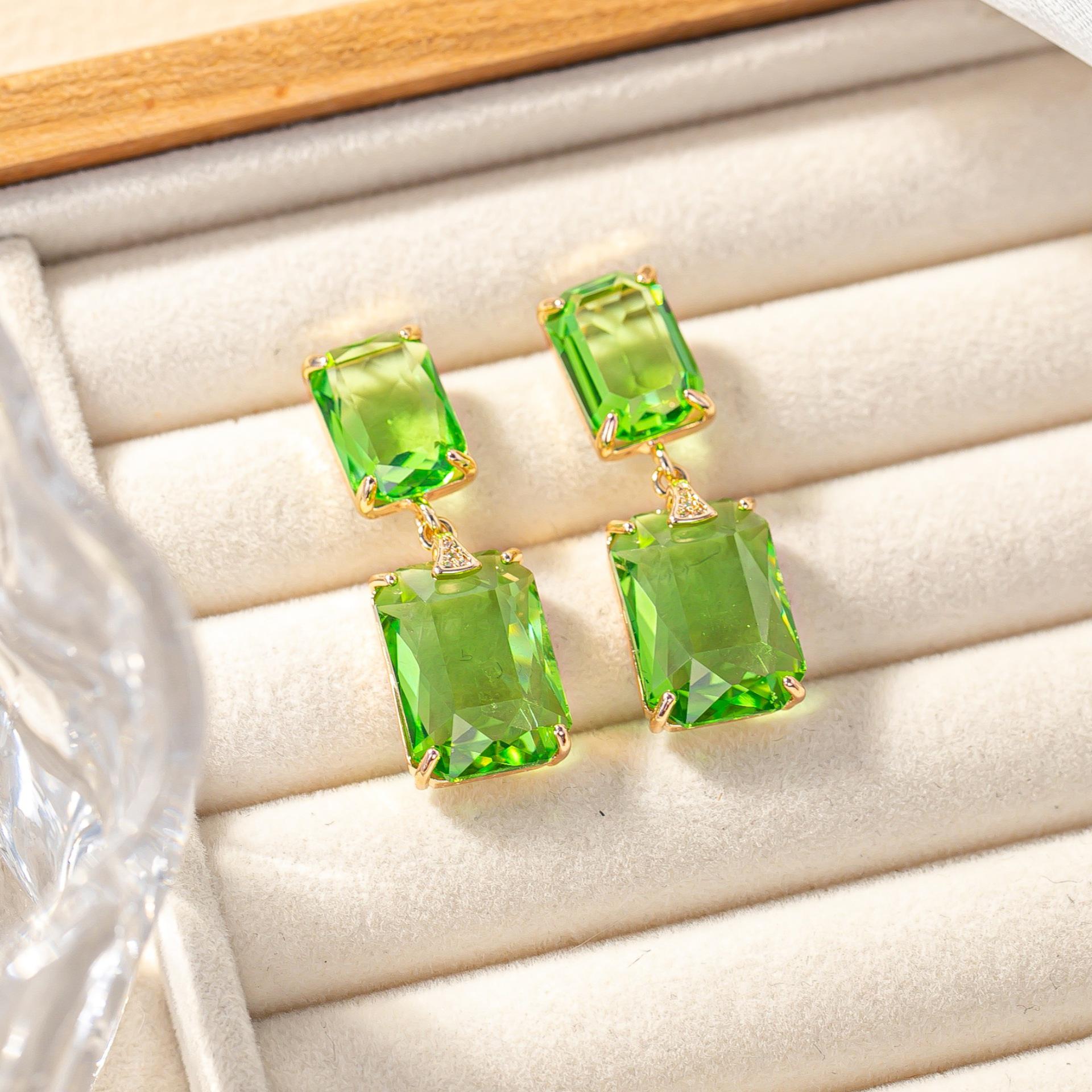 Luxury Transparent Geometric Zirconia Square Stud Earrings for Women