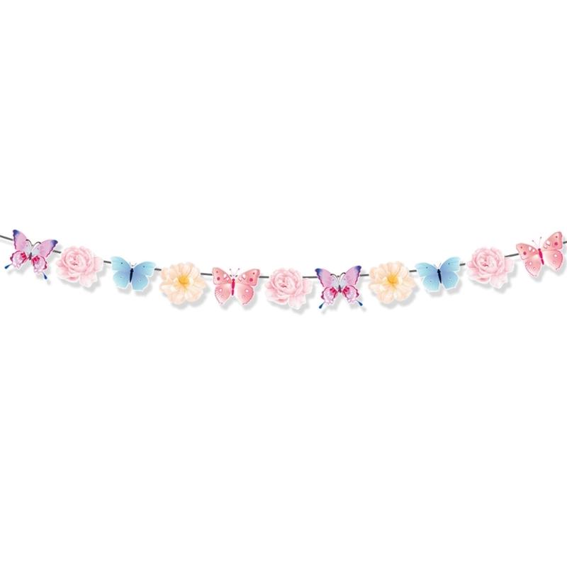 Butterfly Cake Toppers Set Party Supplies Hanging Swirls Colorful Banners Paper Texture for Creative Butterfly Dessert