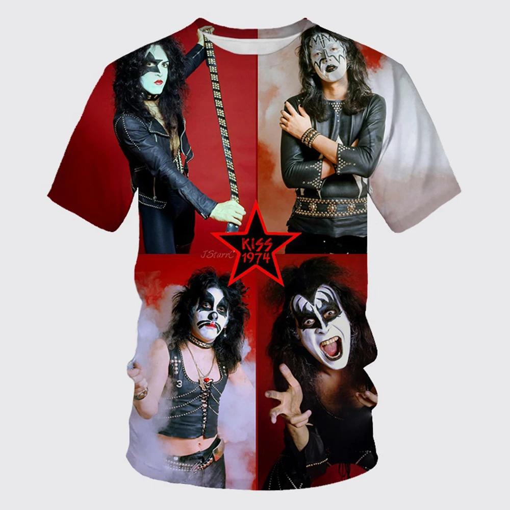 Rock Kiss Band Trička 3D Potisk Pánské Dámské Krátký Rukáv Tričko Hip-hop Streetwear Oversized Harajuku Vrcholy Trička Pánské Oblečení