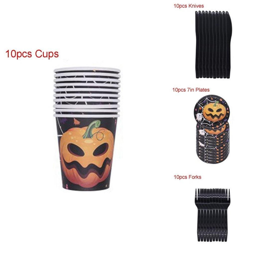 Halloween Party Decoration Supplies Including Pumpkin Tablecover And Straws**