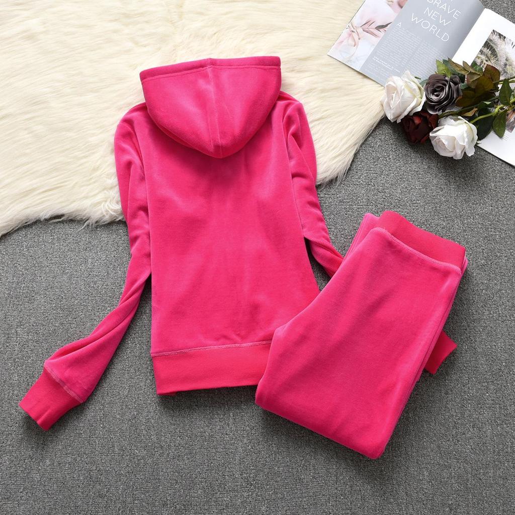 Women's Velvet Casual Sportswear Set: Solid Color Cardigan Hoodie & Slim Fit Sweatpants