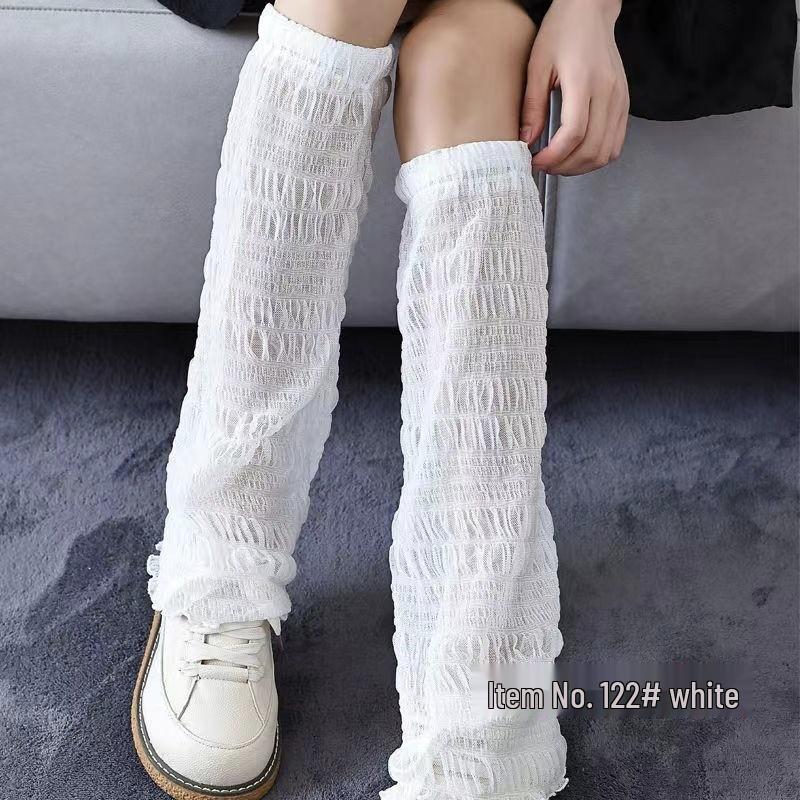 Japanese Lolita Hollow Fishnet Mid-Calf Socks, Sun Protection, Summer Thin Style, Garter Lace.