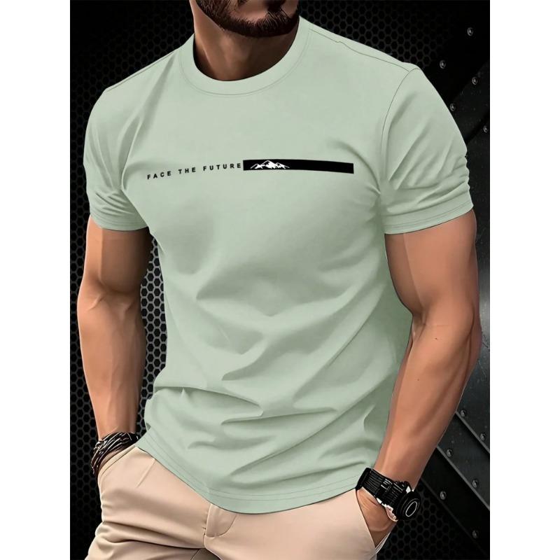 Sommer Herren Freizeit Sport locker übergroß einfach Buchstabenmuster bedruckt Rundhals Kurzarm T-Shirt Top