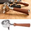 58mm Portafilter with Double Spout Stainless Steel Coffee Machine Portafilter with Wooden Handle for Replacement