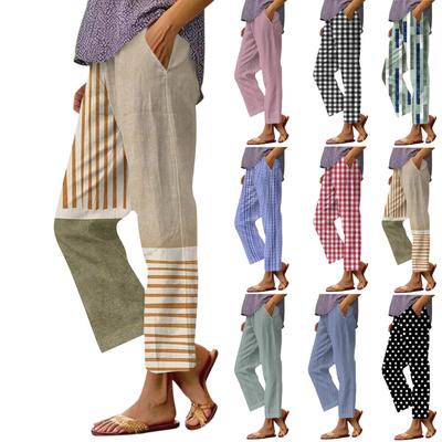 Damen Casual Mode Bedruckte Hose mit geradem Bein Hose mit Taschen