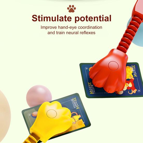 1 Set Cat Catch Mice Board Game with 3 Catcher Stick Reaction