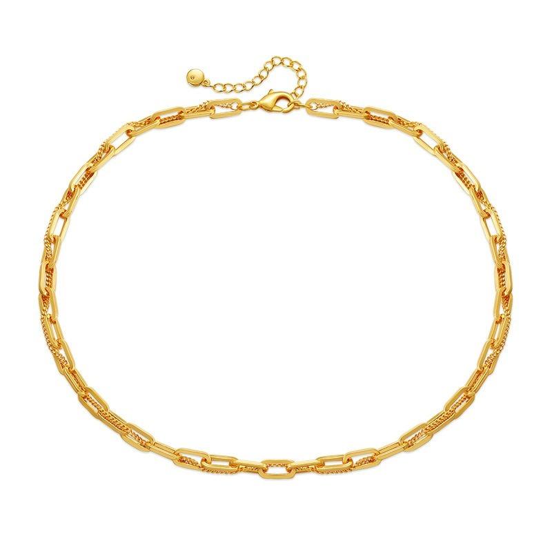 French Paperclip Chain 18k Gold Plated Brass Minimalist Necklace For Women