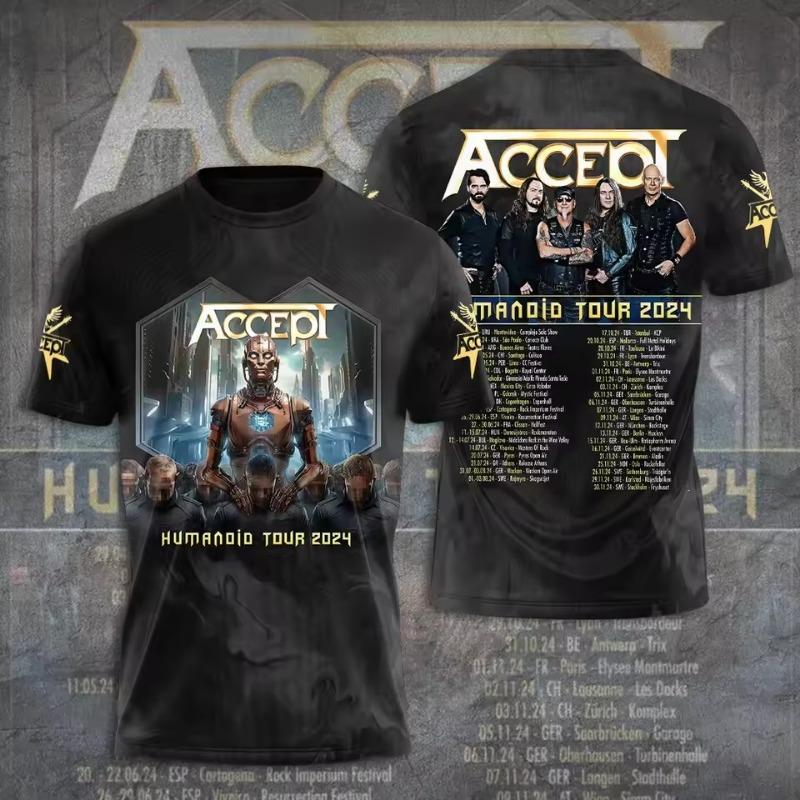 Vintage Men's T-shirt Classic Band Accept 3D Printed T Shirts Man Women Hip Hop Short Sleeve Tee Fashion Street Men Top Clothing