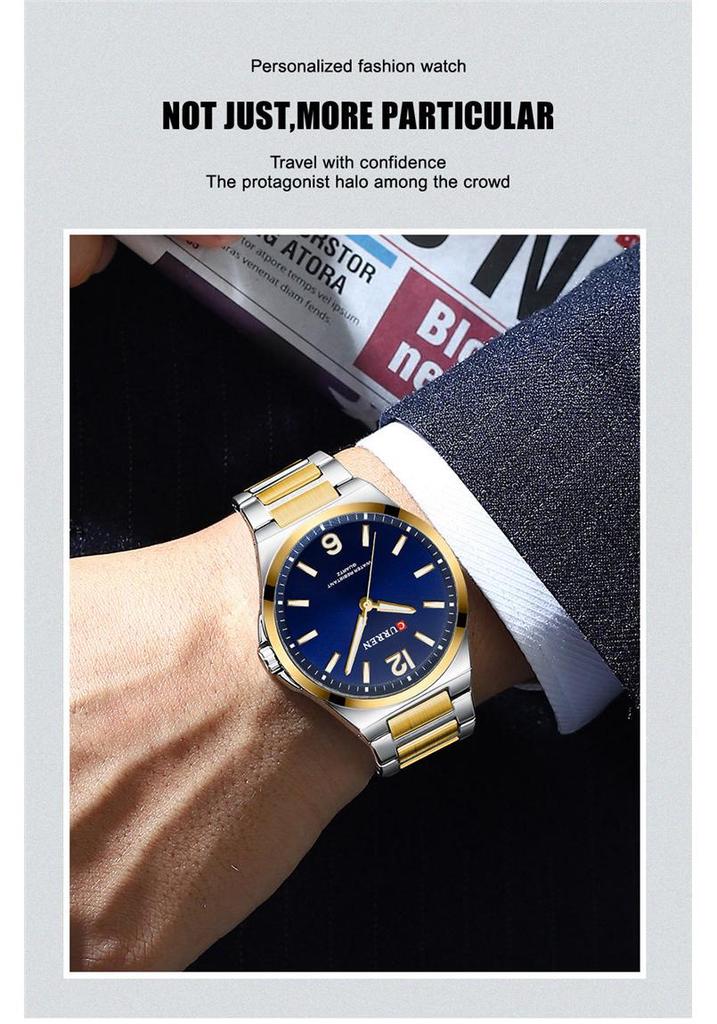 CURREN 8493 Men's Waterproof Stainless Steel Casual Quartz Business Wristwatch