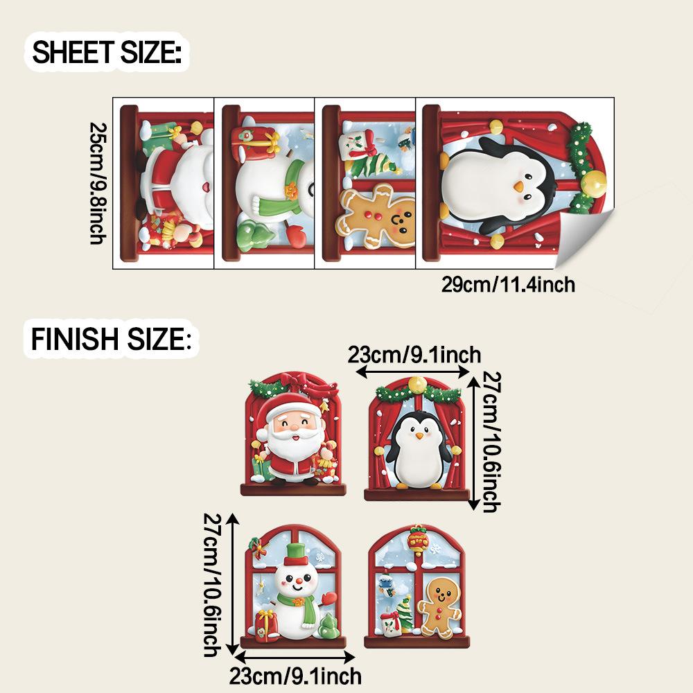 

Мультяшный и Милый Рождественский Элемент Окно Гостиная Кабинет Прихожая, Наклейки для Украшения Стен
