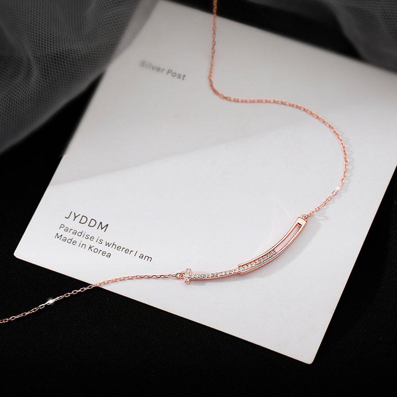 Smiley Face Necklace for Women - Niche Design, Cool Style, S925 Sterling Silver, 14K Gold-Plated Clavicle Chain 925 Silver розового золота