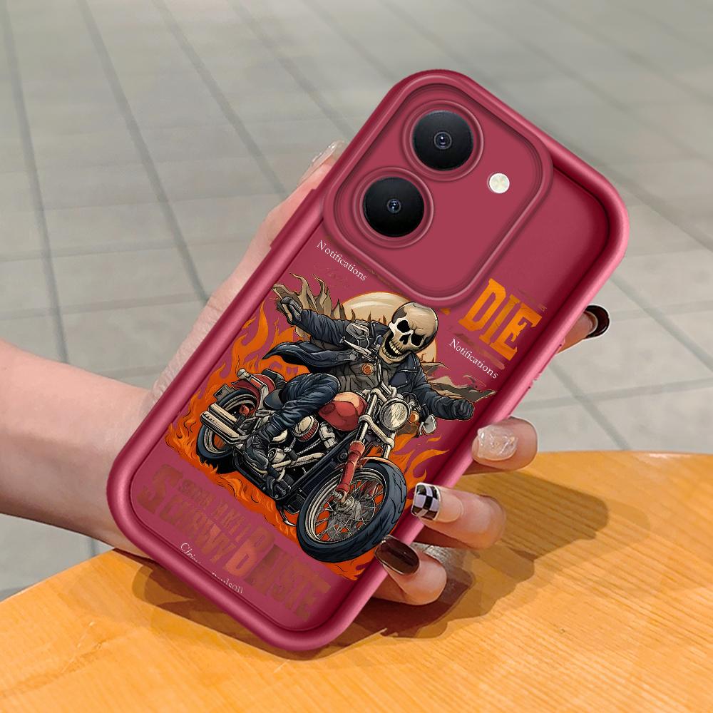 

Мягкий силиконовый квадратный чехол с рисунком лестницы для телефона, полное покрытие, противоударный защитный резиновый чехол для камеры для Vivo Vivo Y81I темно-красного