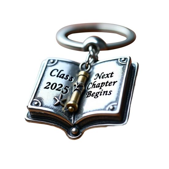 Keychain Graduation Gift 2025 Class Souvenir Stainless Steel Book Design Graduation Keyring Graduation Celebration Accessory