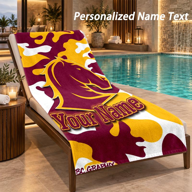 Custom Text Brisbane Broncos Print Beach Towel Large Towel For Home Bathroom Beach
