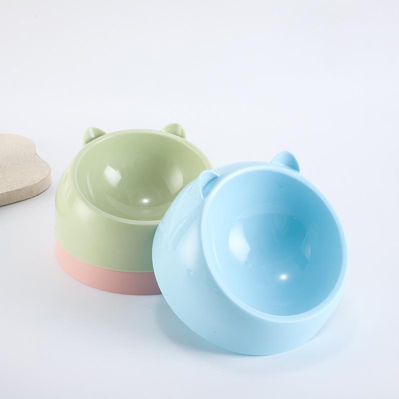 Cat & Dog Ceramic Slanted Bowl - Leaning Ear Angle Design, Pet Feeder & Water Bowl