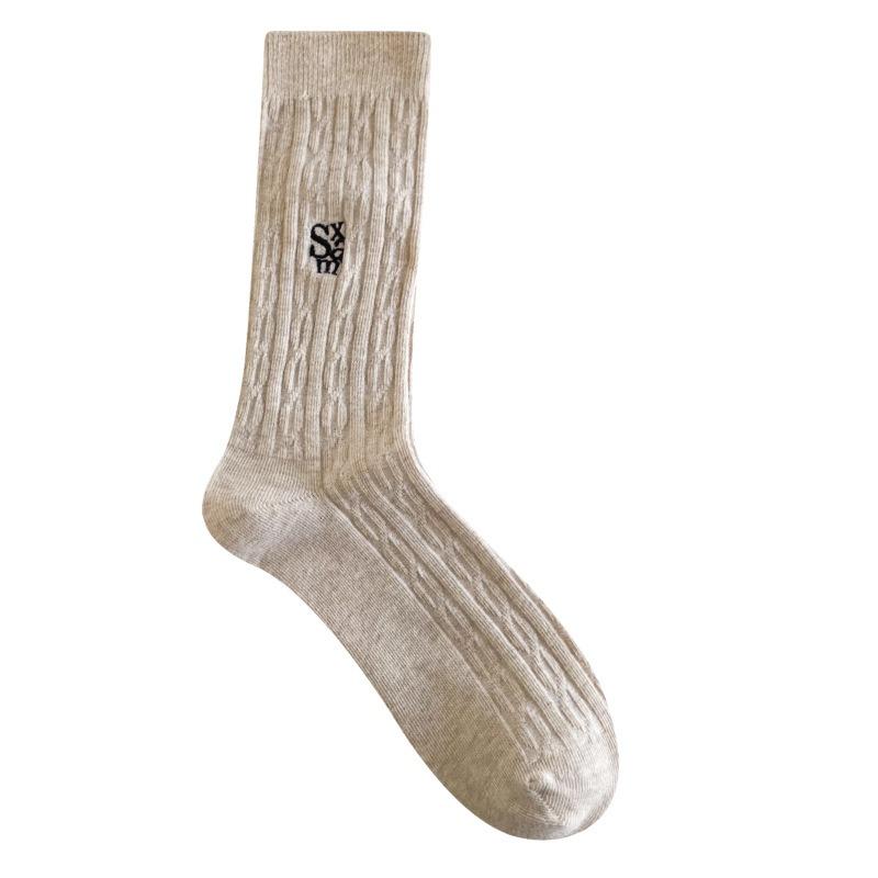 5 Pairs of Female Spring and Summer Sweat Absorbing Twist Letters In The Tube Cotton Pile Socks