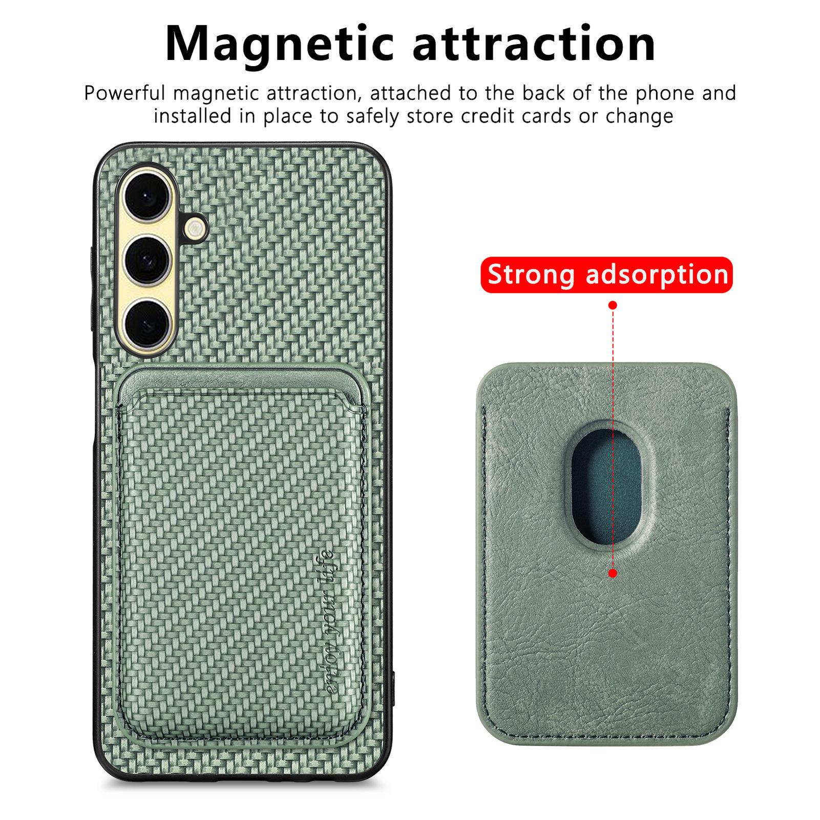 

For Samsung Galaxy A26 5G Case Magnetic Detachable Card Holder Phone Back Cover Green