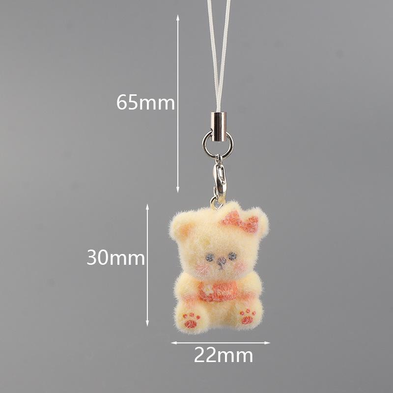 3D Beflockte Tieranhänger Handy-Schlüsselanhänger Lanyard Hängender Charme Taschenanhänger Paar-Schlüsselanhänger