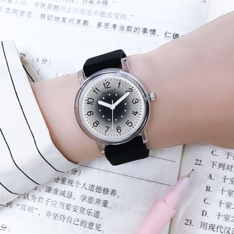 New silicone tape student watch girl junior high school student exam special watch luminous waterproof quartz watch