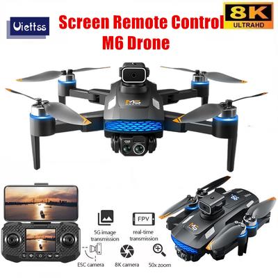 Dronă M6 Nouă HD Cameră Duală Fără Perii Rc Cu Ecran Afișaj Putere Flux Optic Evitare Obstacole Pliabilă Avion RC