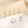 Pink White Twist Heart Earrings For Women Authentic 925 Sterling Silver Simple Wedding Engagement Fine Jewelry Gifts