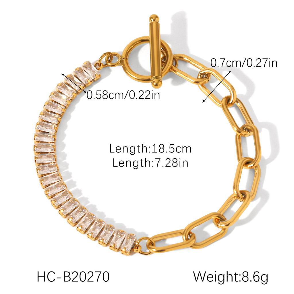 Elegant Cross Chain Zircon Bracelet Stylish Versatile Titanium Steel Jewelry Accessory