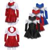 Girls Long Sleeve Dance Dress Off Shoulder Sequins Contrast Color Cheerleading Outfit
