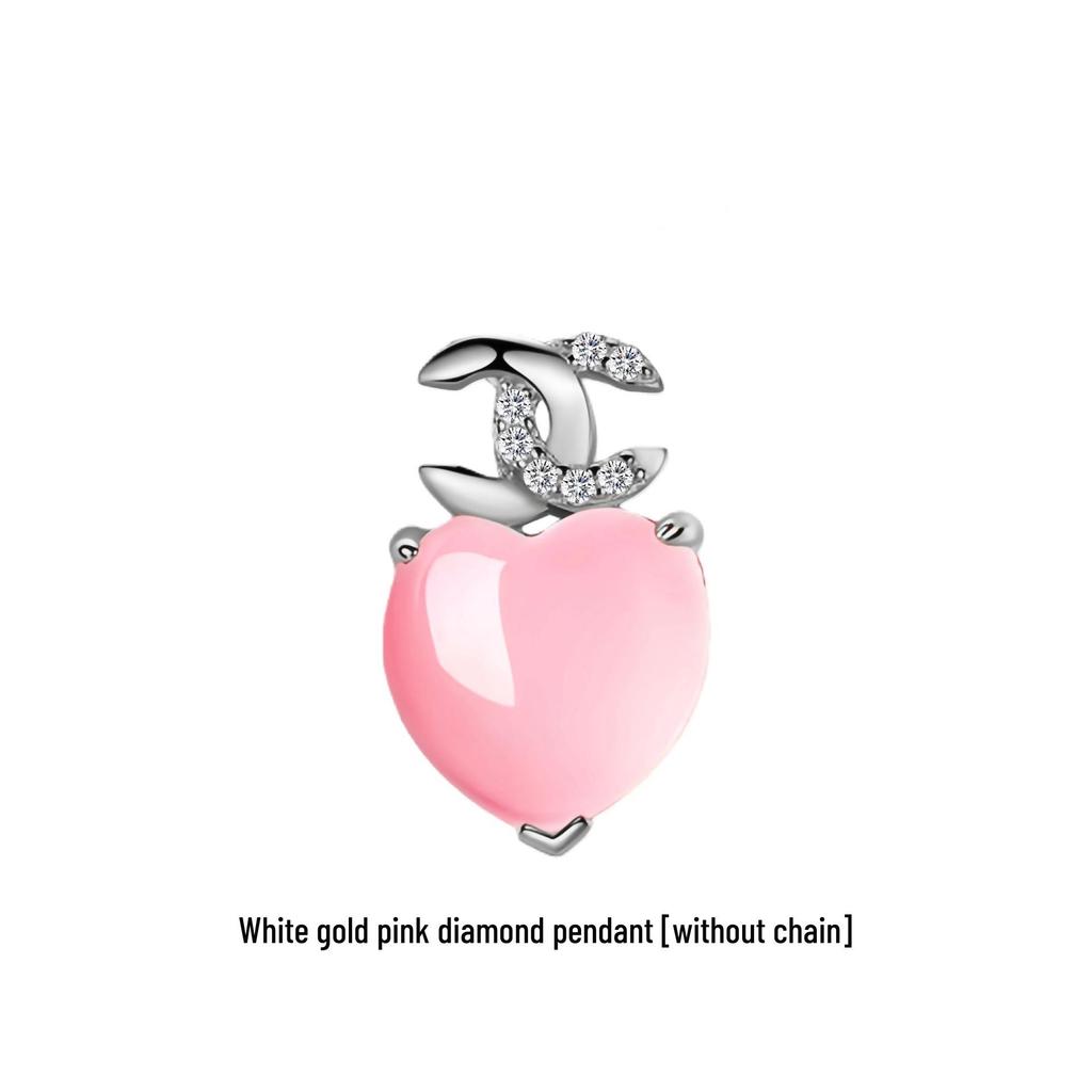 Korean Style Rose Gold Heart Necklace with Natural Rose Quartz Pendant - Women's Pink Crystal Clavicle Chain