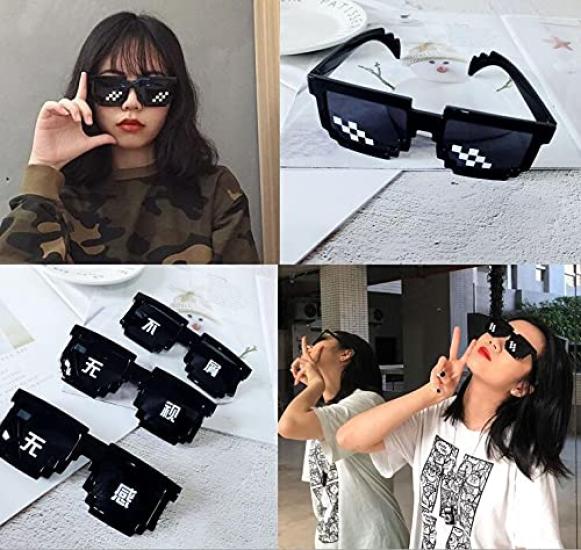 LEISURE CLUB Mosaic Sunglasses, Cosplay Glasses, Birthday Props, Unisex, Funny Pixel Fashion Party Supplies