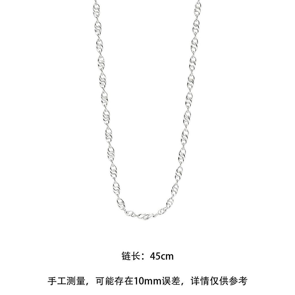 New Style Silver Water Ripple Collarbone Chain New Chinese Style Simple Thin Chain Women Necklace Single Chain Daily Wear Accessory