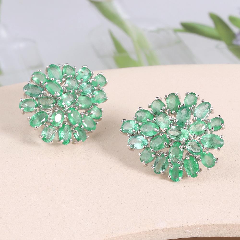 Premium Luxury Natural Zambia Emerald øredobber for kvinner jubileum bryllup banketter Bruk fine smykker 925 sterling sølv