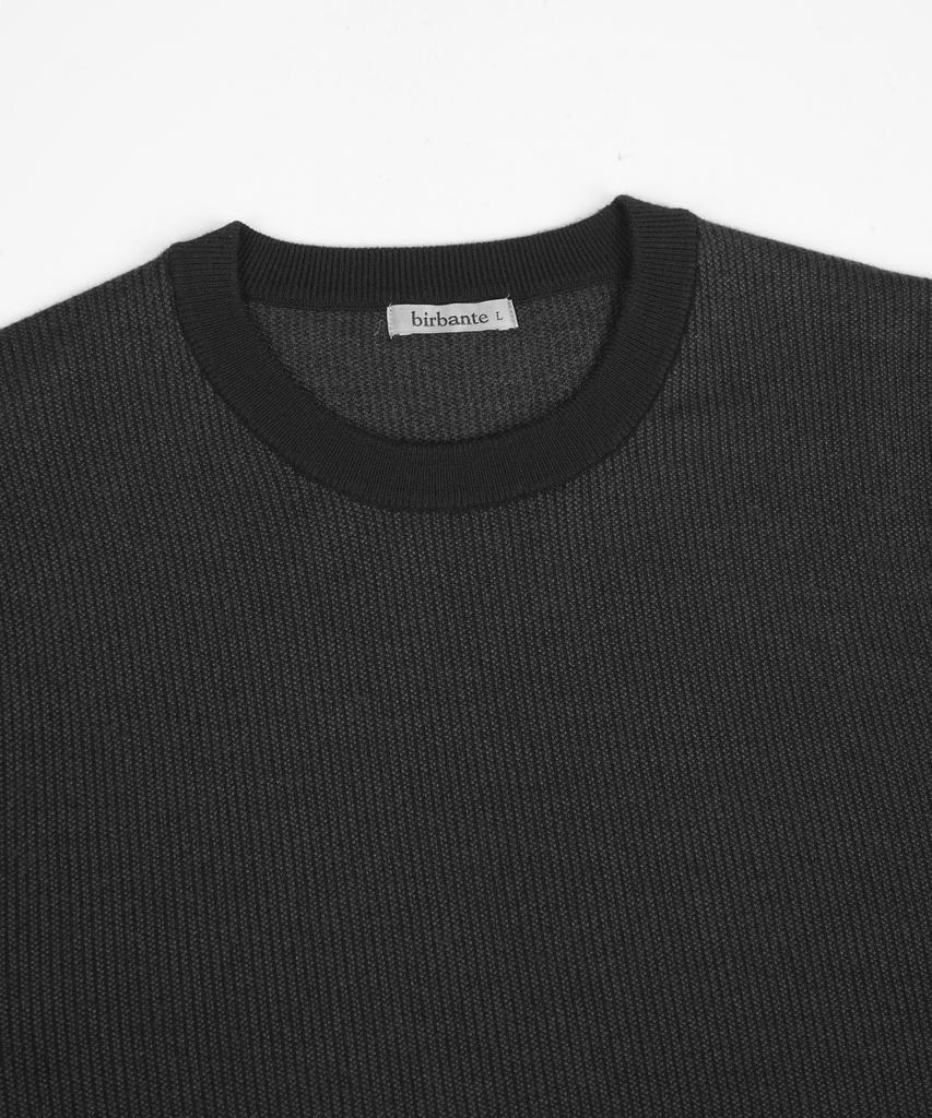 BIRBANTE Soft Washable Two-Tone Round Knit - Black