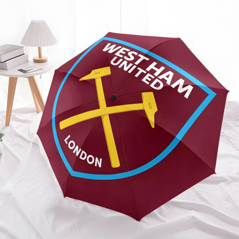 West Ham United, Football Club Automatic Opening and Closing, 8 Rib Structure Portable Umbrella, Suitable for Men and Women In All Seasons
