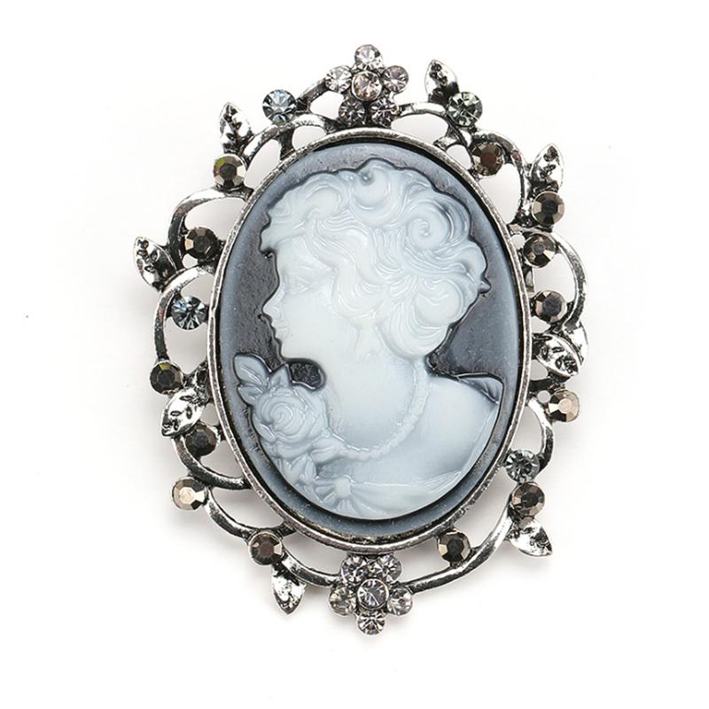 Vintage Victorian Cameo Elegant Queen Head Portrait Brooch For Women Antique Wedding Bridal Bouquet Clothing Jewelry Gifts