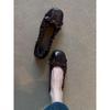 Sheepskin version~ Genuine leather retro pleated bow flat-bottomed ballet shoes commuting versatile one-pedal shallow-mouth single shoes